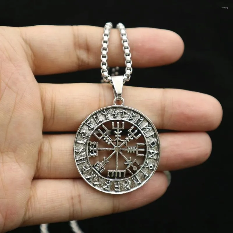 Hänghalsband norrniga vikingar Odins runor vegvisir symbol män kompass 24 tum rostfritt stål kedja smycken smycken