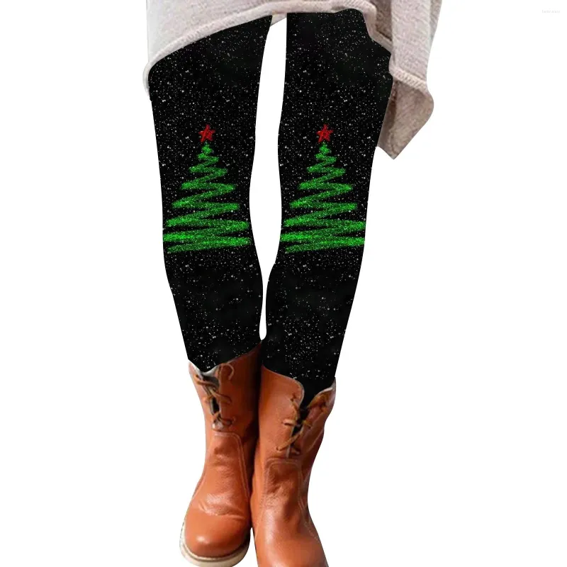 Kvinnors leggings jultryck tätt snygg söt passande mode hög midja mjuk stretchig julårsträning