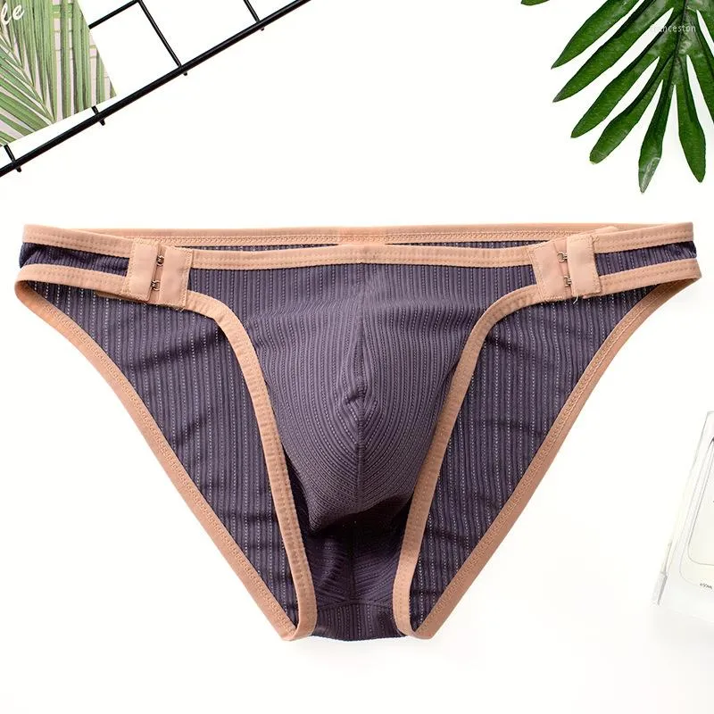 Underbyxor Sexiga män underkläder Briefs Justerbar bikini gay snabbtorkande bekväm påse manliga underkläder knäppa ner män trosor