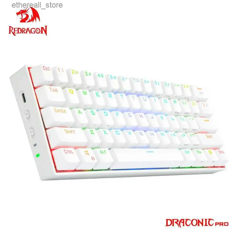 Keyboards REDRAGON Draconic Pro K530 RGB Support Bluetooth 5.0 wireless 2.4G USB 3 mode Mechanical Gaming Keyboard 61 Keys Compute PC Q231121