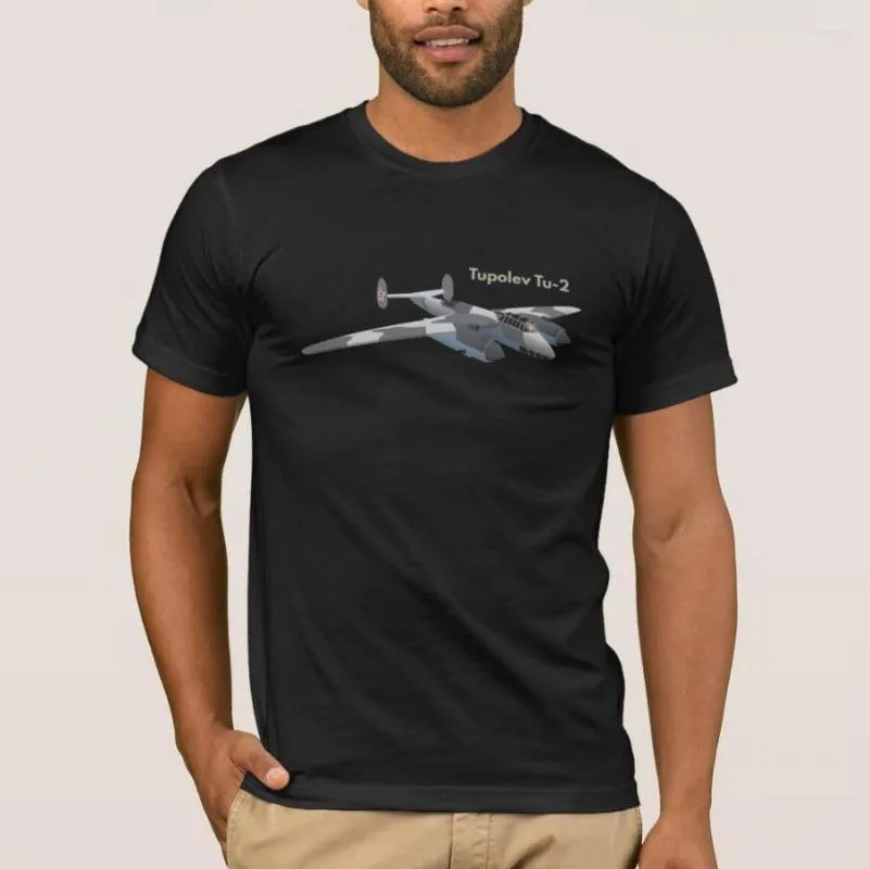 Erkek Tişörtleri Tupolev Tu-2 Sovyet Bombacı Uçak Erkekler T-Shirt Kısa Kollu Pamuk Pamuk O yaka Yaz Gömlek