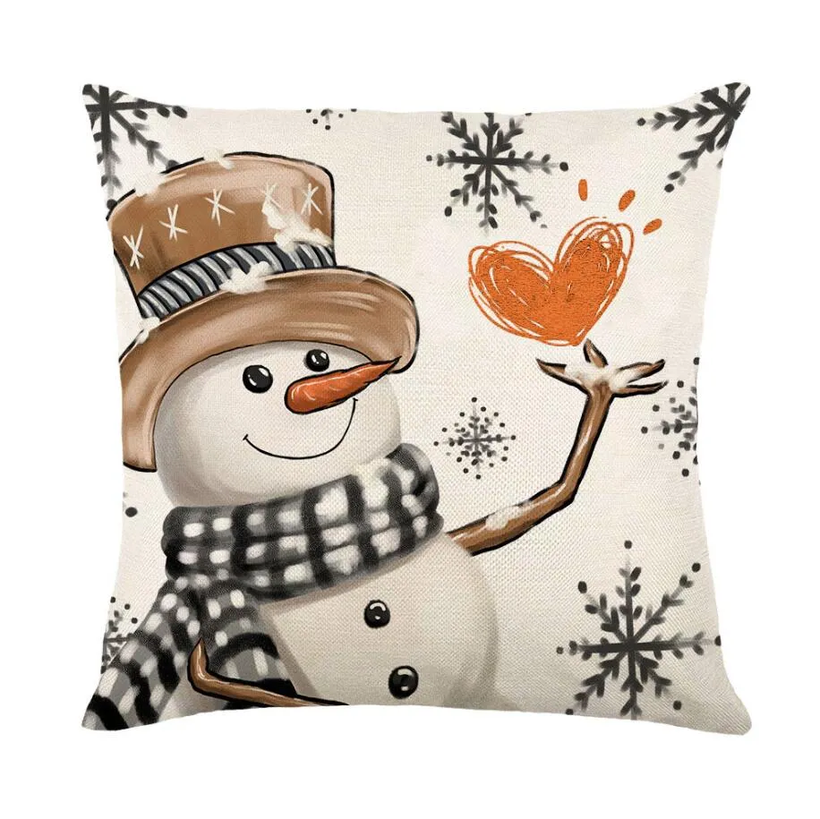 Merry Christmas Pillow Cover 45x45cm Throw Pillowcase Winter Christmas Decorations for Home Tree Deer Sofa Cushion Cover