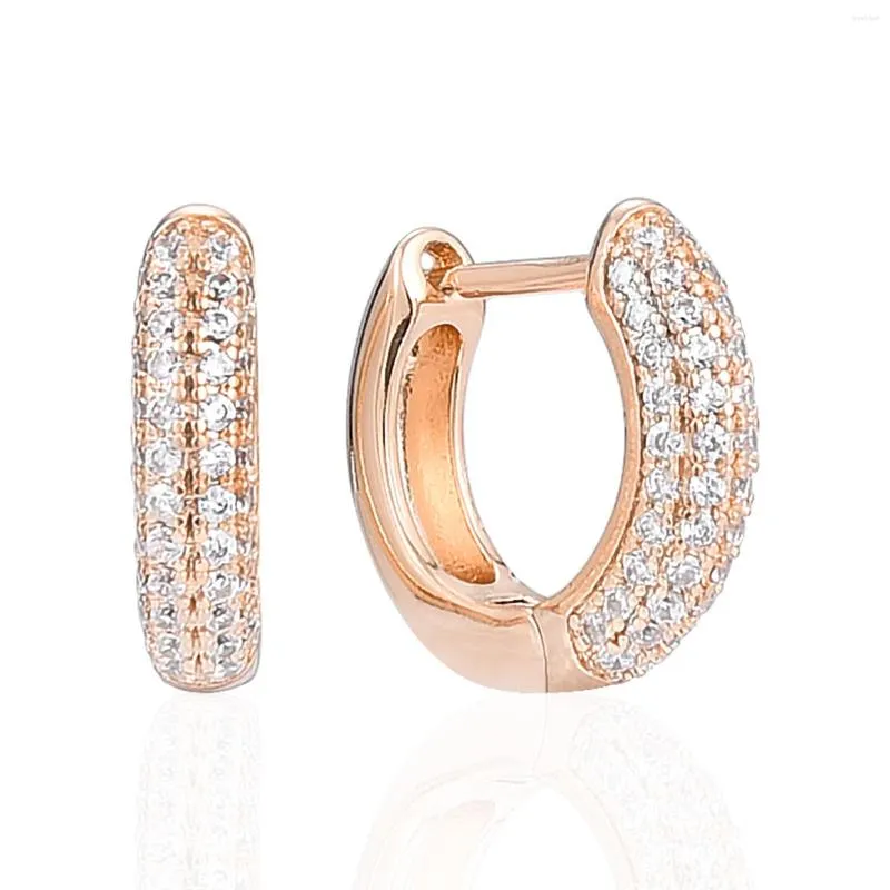 Hoop Earrings Hanreshe 585 Rose Gold Color Trendy Jewelry Aesthetics Pretty Mini Zircon Statement Copper Round Earring Girl Gift