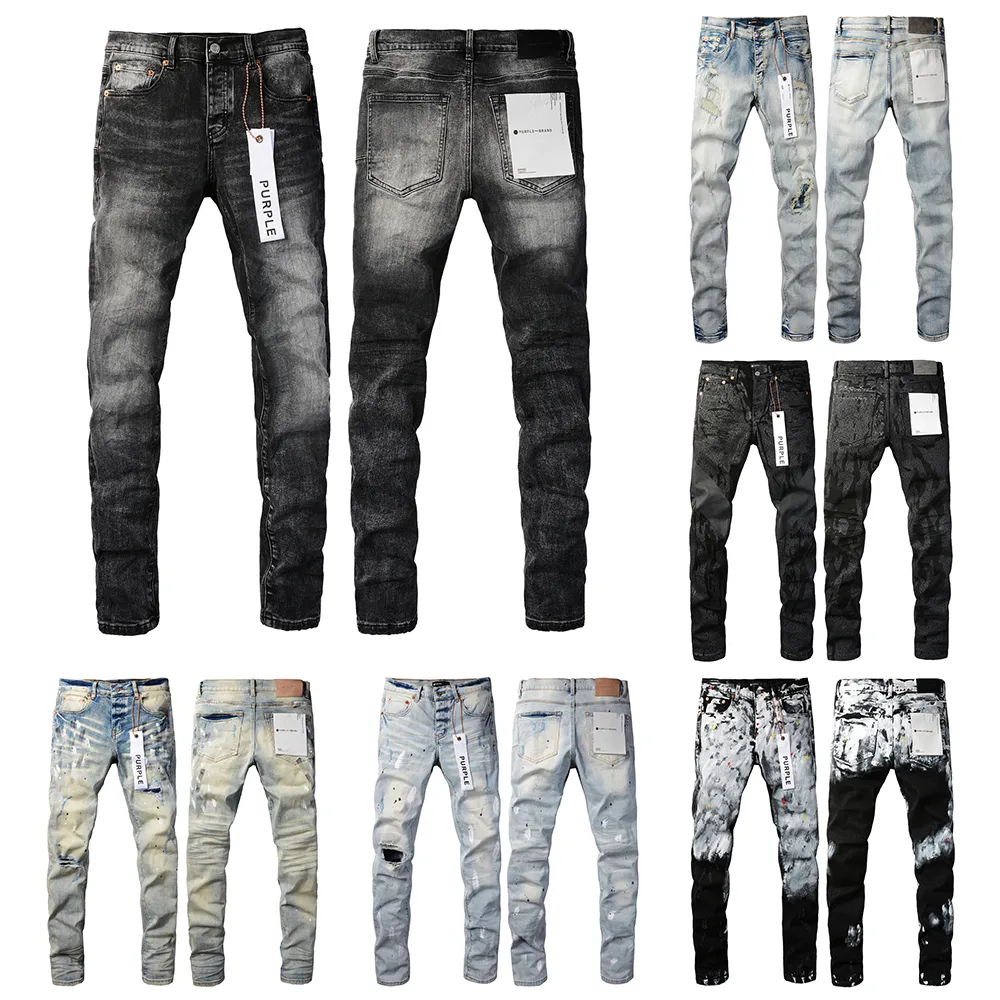2023 Мужские брюки Pour Hommes Designer Make Old Washed Chrome Прямые антивозрастные облегающие повседневные джинсы Прохладный стиль Высочайшее качество Хип-хоп Фиолетовые джинсовые брюки