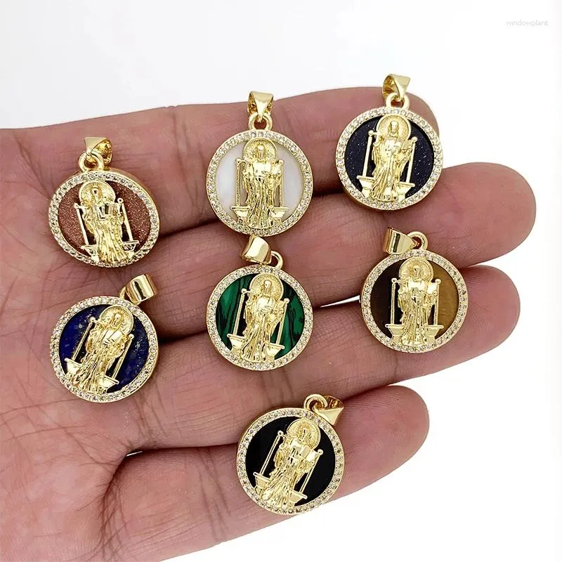 Pendant Necklaces Religion Christian Natural Stone Jesus Medal Bead Zircon Charms Amulet Necklace For Jewelry Making Accessories