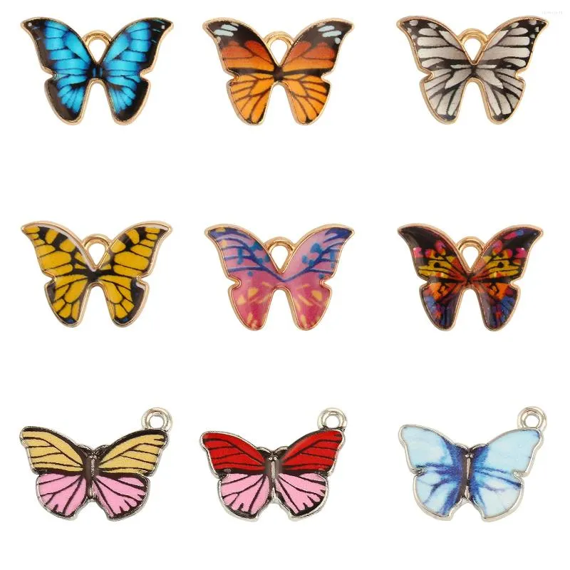 Pendant Necklaces 10pcs 3Style Colorful Butterfly Charms Enamel Metal Drop Oil Animal For DIY Bracelet Necklace Jewelry Making Accessories