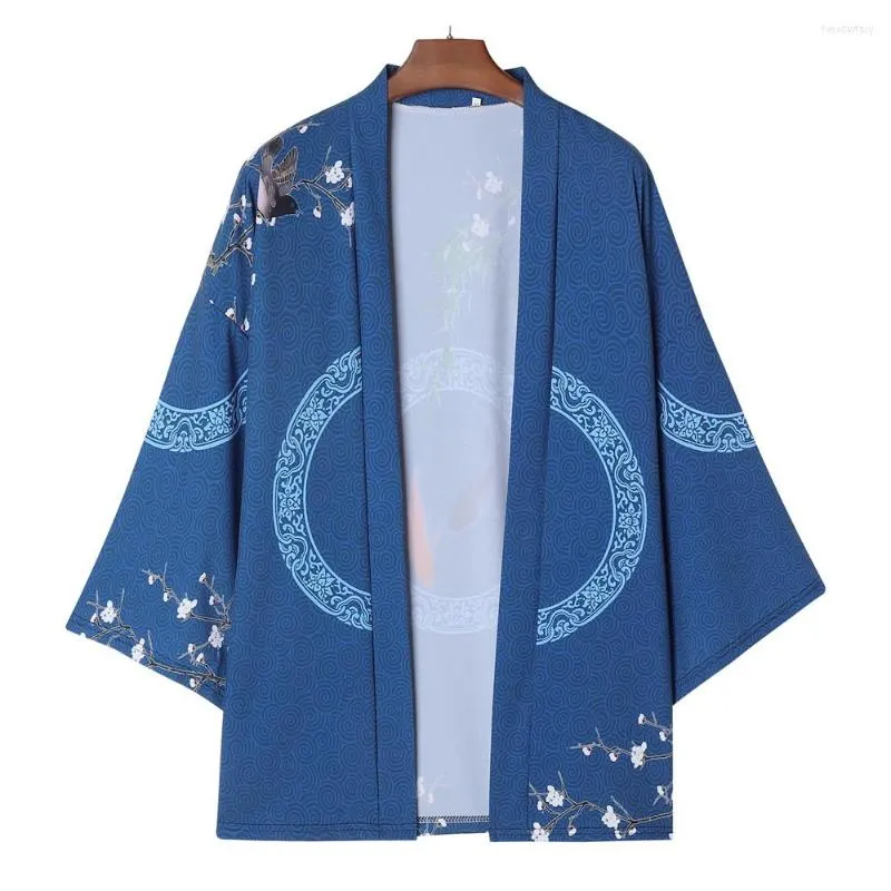 Vêtements ethniques Floral Bird Merde Kimono Cardigan Femmes Hommes Japonais Obi Mâle Yukata Hommes Haori Manteau Traditionnel Japon