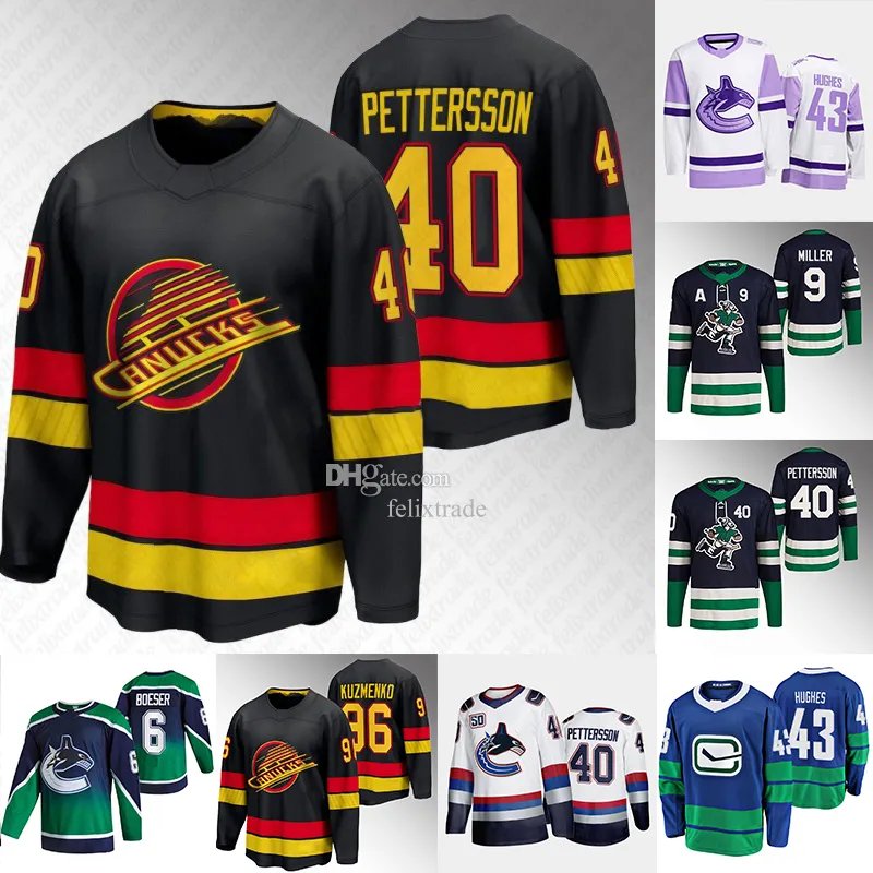 2024 Vancouver Canucks Retro Third Jersey Pettersson, Horvat