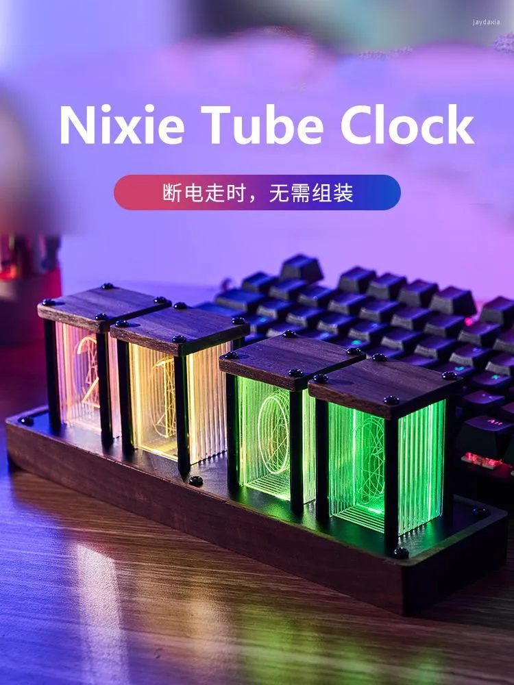 Table Clocks Nixie Tube Clock And Easy Replaceable RGB Tubes - Motion Sensor Visual Effects Gift Idea Premium Packaging