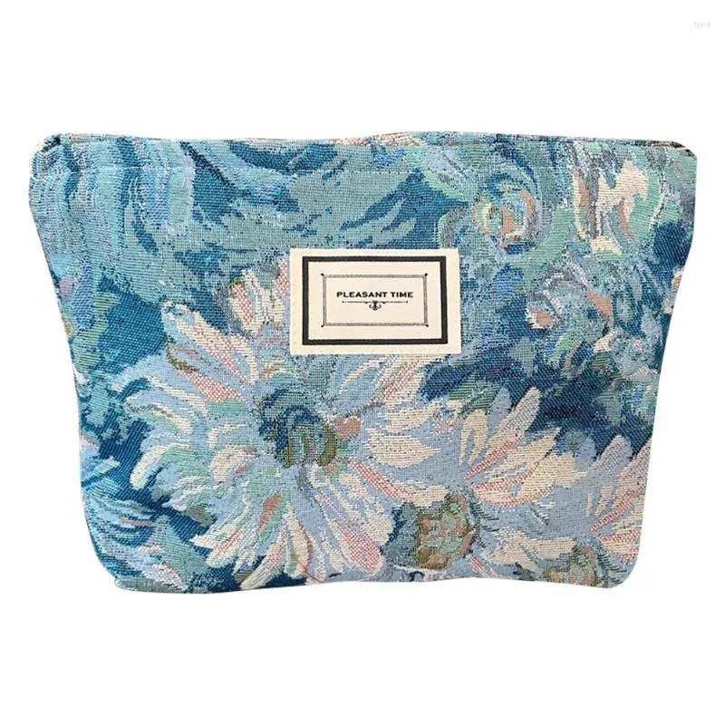 Cosmetic Bags Portable Flower Print Organizer Clutch Elegant Retro Toiletry Bag Soft Large Capacity Simple Exquisite For Weekend Vacation