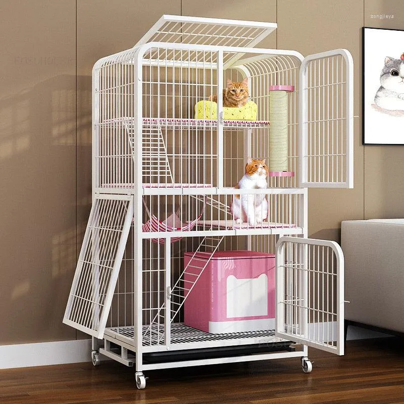 Transportadoras de gatos casas de ferro forro de ferro forro amplo casa de várias camadas múltiplas de camada livre de luxo de luxo de luxo de lixo