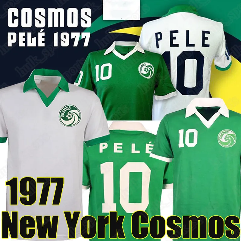 New York Cosmos 1977 PELE Retro Voetbalshirts 77 Cruyff Beckenbauer thuis wit weg groen klassiek Vintage voetbalshirts uniformen mannen