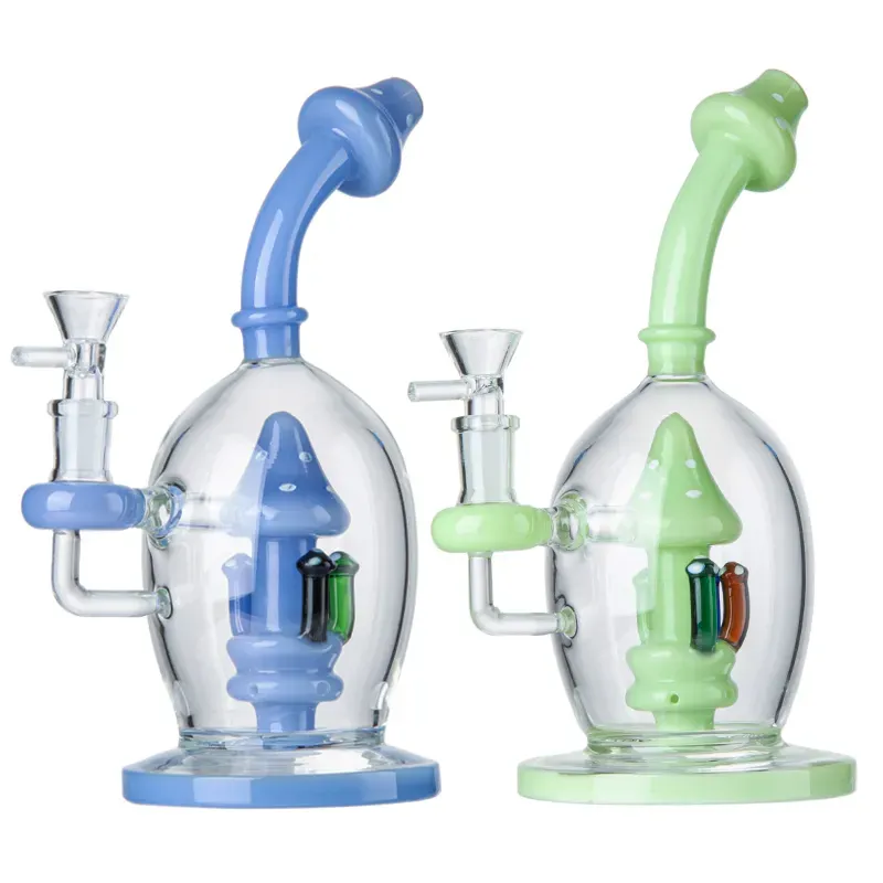 En gros Unique Style De Boule Bongs En Verre Champignons Narguilés Pomme De Douche Perc Percolateur Huile Rigs Dab Rig 14mm Tuyaux D'eau Joints Avec Bol LL