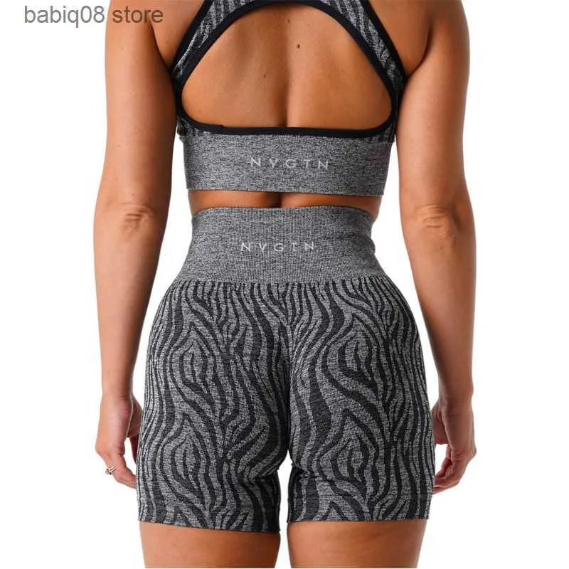 Yoga Outfit Nvgtn Wild Thing Zebra Pantaloncini senza cuciture Pantaloncini in spandex Donna Fitness Elastico Traspirante Hip-lifting Sport per il tempo libero Pantaloncini da corsa T230421