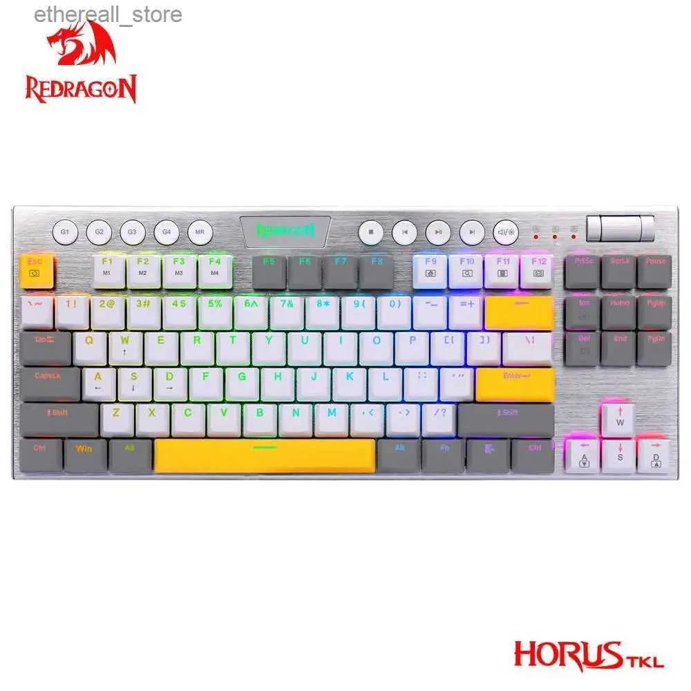 キーボードRedragon Horus TKL K622 RGB USB MINI SLIM ULTRA-THINデザインの有線機械式ゲームキーボードレッドスイッチ87キーコンピューティングPC Q231121