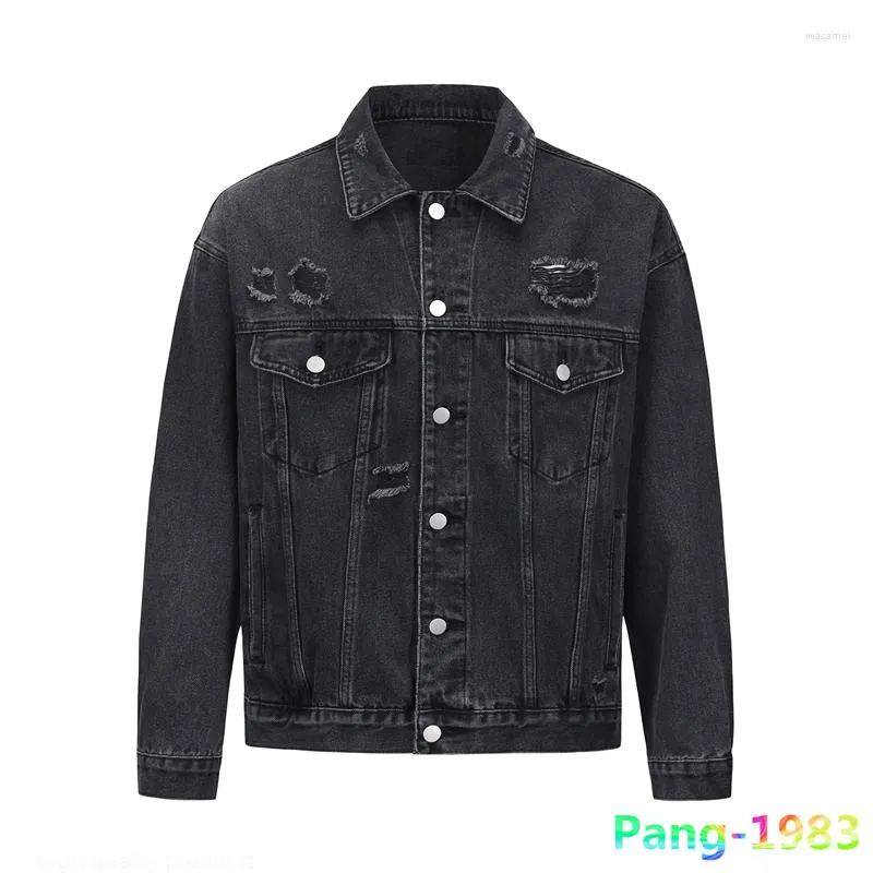 Men's Jackets Vintage Hole Design Jeans Jacket Men's Women's High-Quality Personalized Coats Men Tops