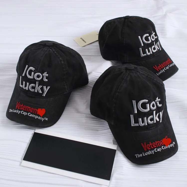 Ball Caps Fashion Letter Printing I Got Lucky Washed Embroidered