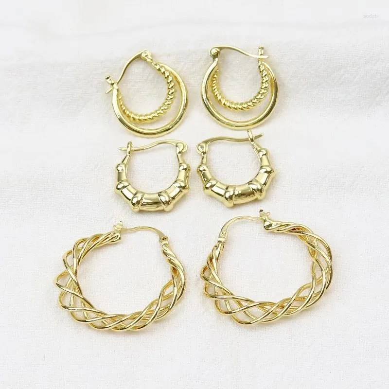 Hoop Earrings 5 ​​Par Multi Design Gold Metallic Plated Classic Simple Fashion Lovely Women Jewelry 30715