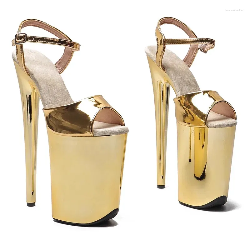 Sandals LAIJIANJINXIA 23CM/9inches Electroplating PU Upper Fashion Sexy Exotic High Heel Platform Party Pole Dance Shoes 049