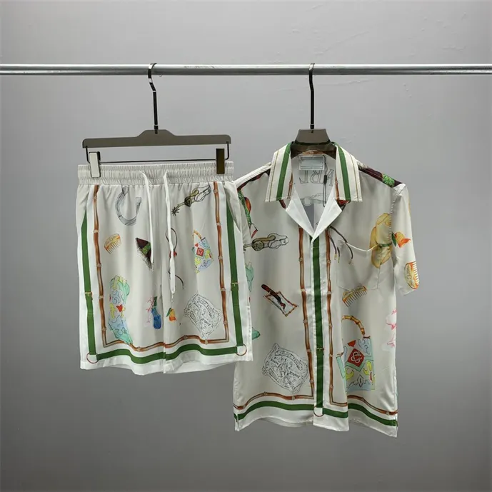 2 Sommermode Herren Trainingsanzüge Hawaii Strandhosen Set Designerhemden Freizeithemd Mann Slim Fit der Vorstand Kurzarm kurze Strände # 87