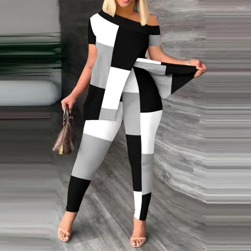 Two Piece Set Women Outfit Elegant Slim Fit Top And Legging Pants