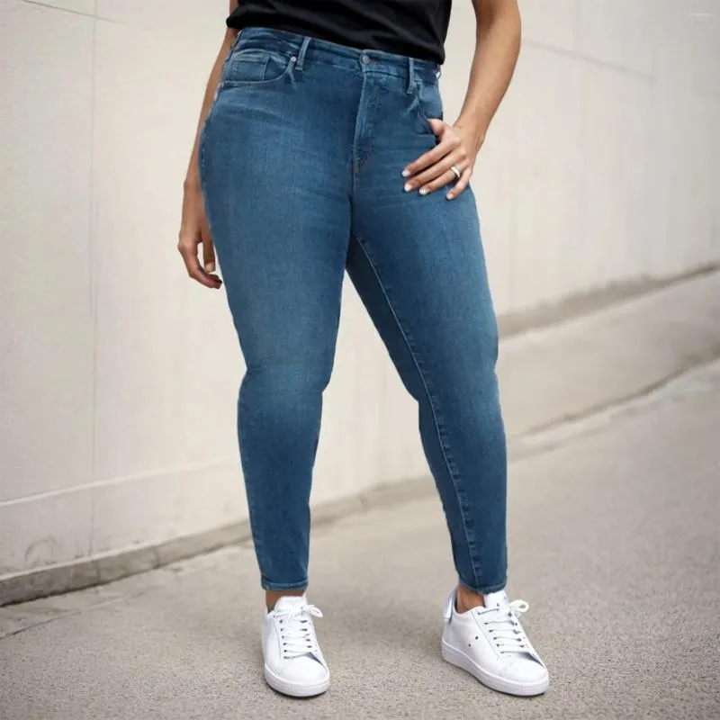 Damen-Jeans, Damen-Slim-Fit-Hose, hoch taillierte Thermo-Leggings zum Anziehen, dehnbare Denim-Röhrenhose