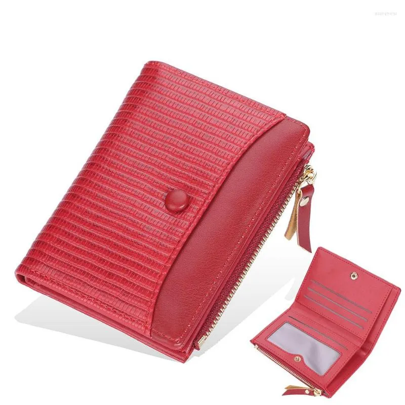 Plånböcker kvinnors plånbok kort handväska läder kvinnor och smala korthållare små pengar väska med blixtlåsficka för