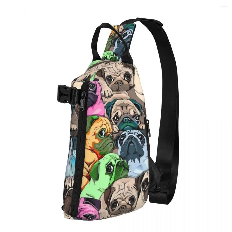 Seesäcke Farbe Mops Hund Schulter Brust Kreuztasche Diagonal Casual Man Messenger