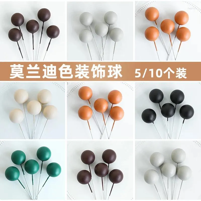 Party Supplies 10 Pieces / Set Ocolorful Decorative Balls Wishing Cake Topper Inserts Dark Green Black Gray Coffee Orange Decoration