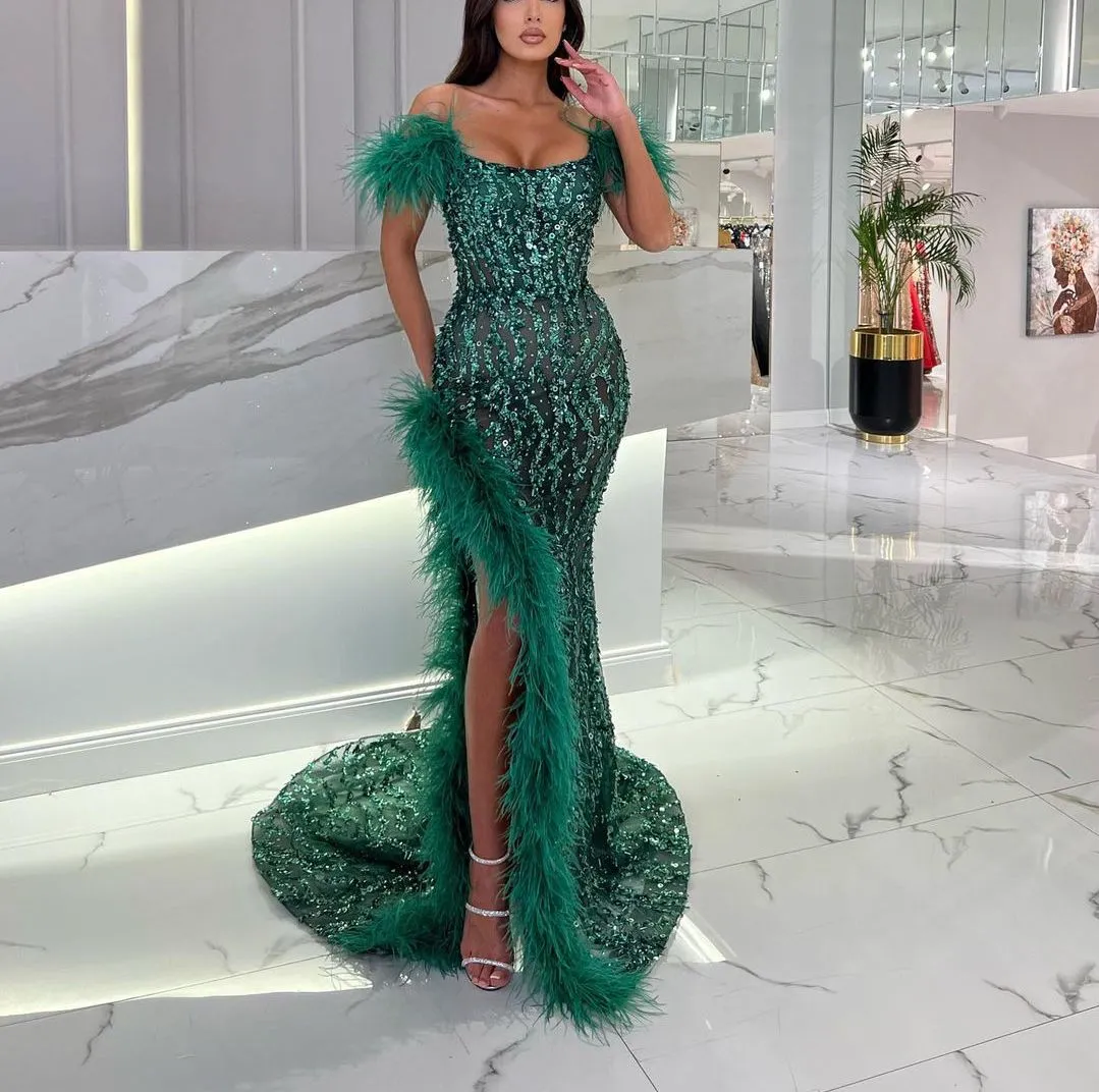 slim fit dress slacks Green Feather Dress – Kimora main image 1