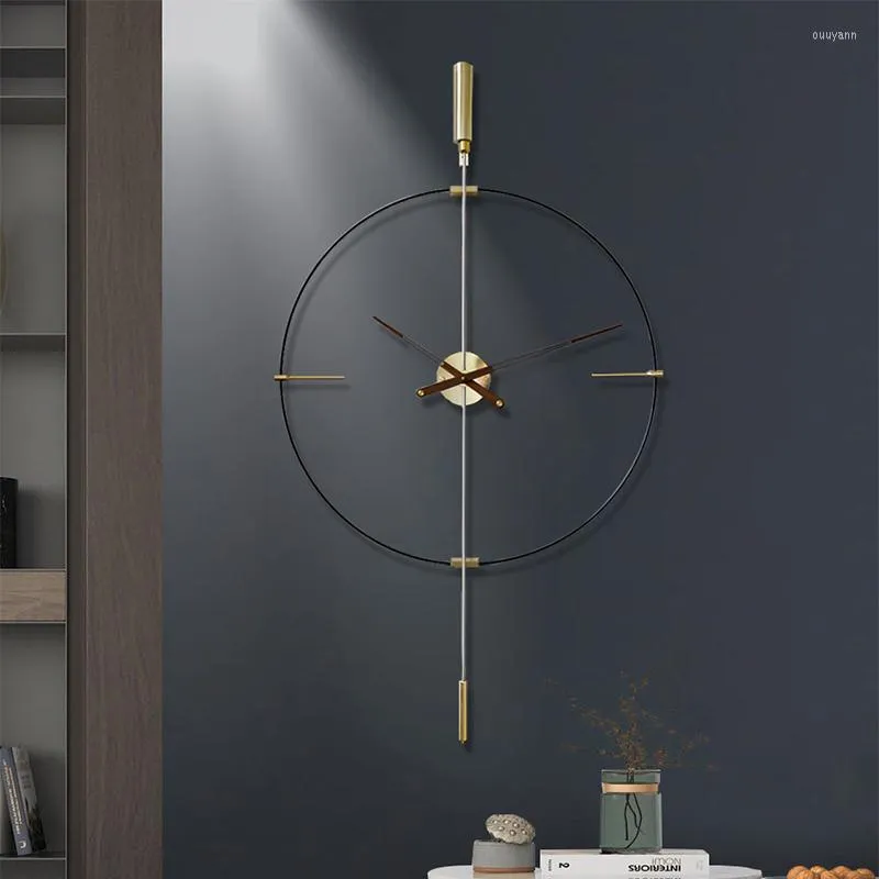Relojes de pared de lujo reloj grande moderno España Metal relojes mecanismo decoración oro silencioso dormitorio Horloge Murale regalo