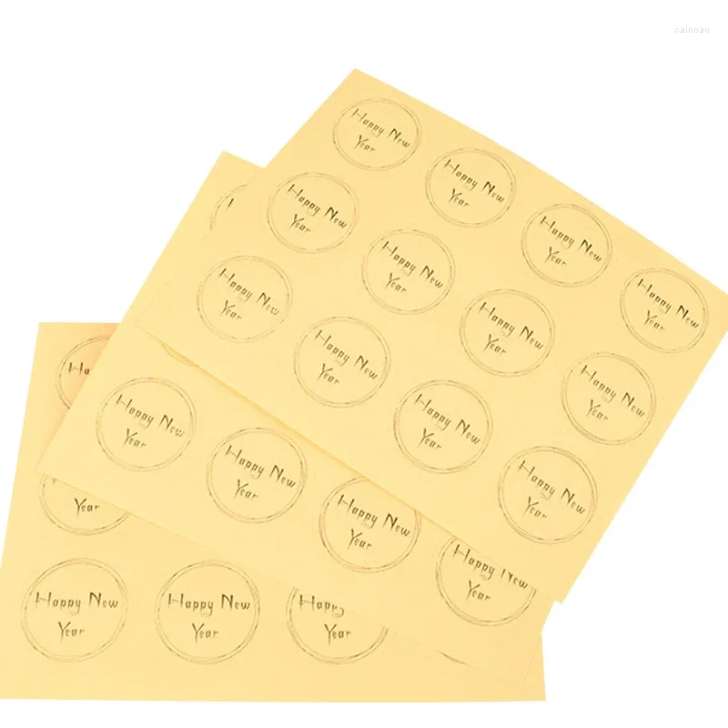 Cadeauverpakking 100 stuks rond transparant ontwerp Happy Year Seal Stickers DIY Deco Sticker Label Briefpapierbenodigdheden