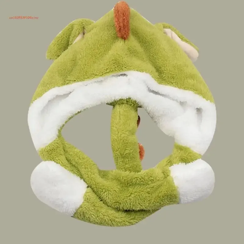 Hüte Schals Sets Dinosaurier Hut mit beweglichen Ohren Erwachsene Wintermütze Schal Fleece warmer Schal Plüsch Dinosaurier Hut springende Ohren Hut 231121