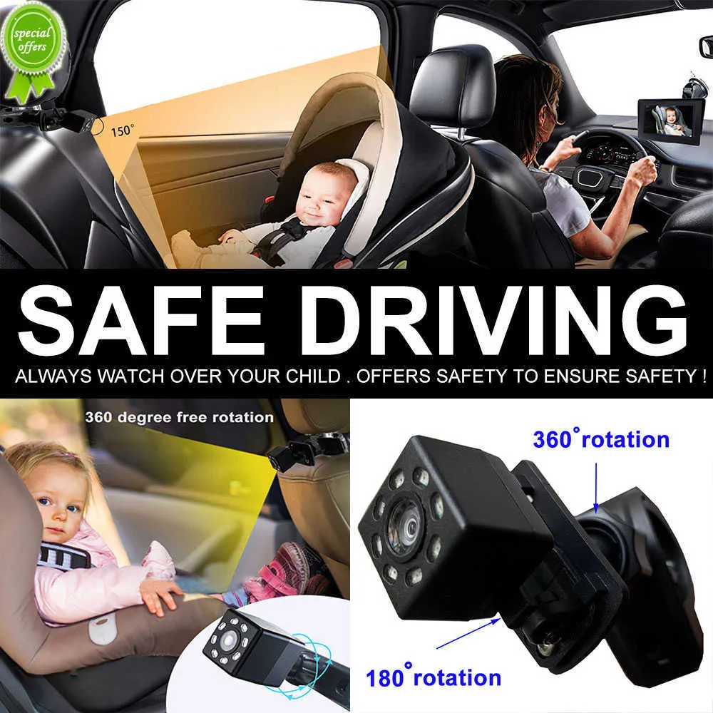 Baby Car Mirror with Night Vision for Baby Safety Car Seat Rear Facing The 4.3-Inch HD Display Car Baby Monitor with Camera