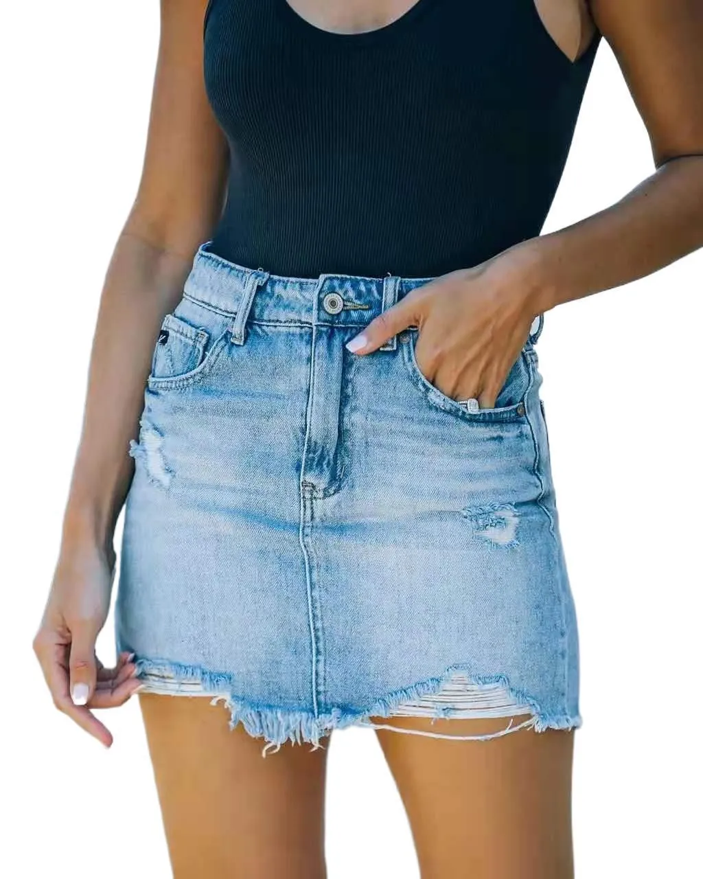 Skirts Summer Womens Denim Jeans Hip Aline Wash Mini Skirt Ropa Mujer 230420