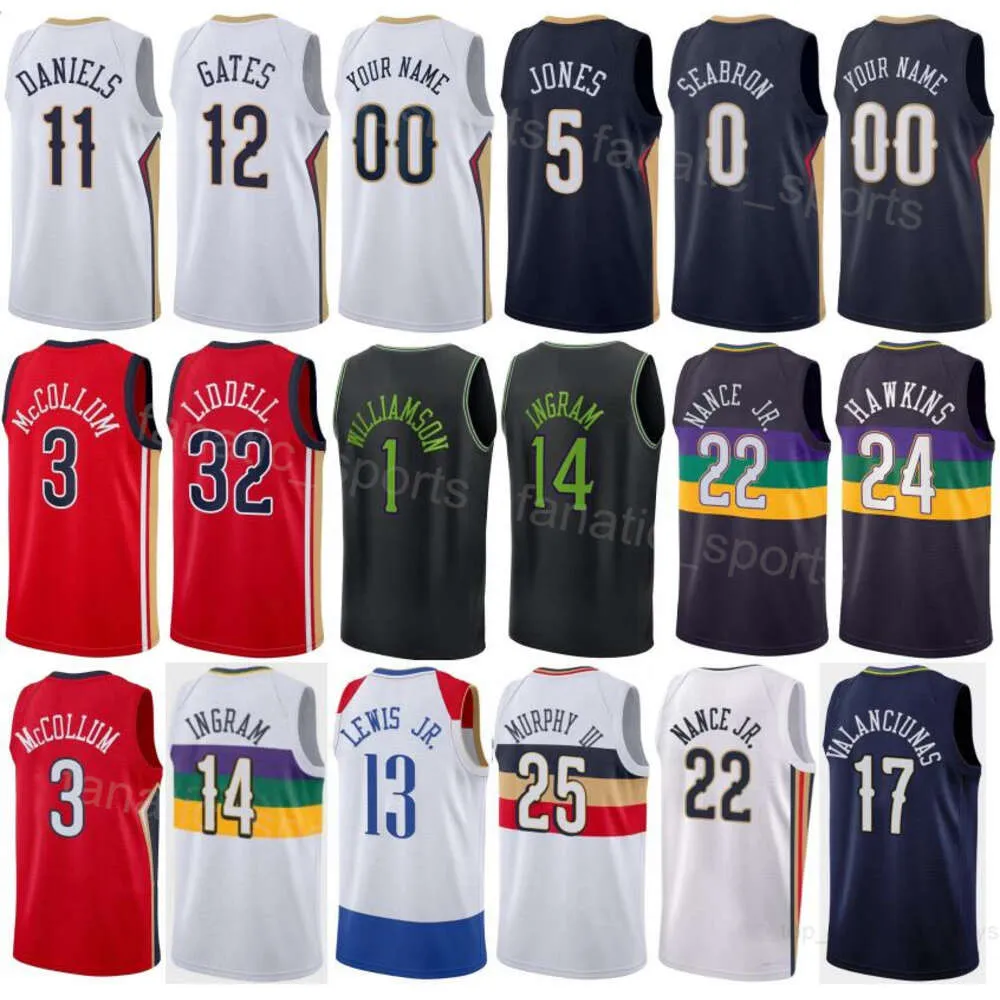 Maillots de basket-ball imprimés pour hommes et femmes Larry Nance JR 22 Naji Marshall 8 Matt Ryan 37 Jeremiah Robinson-Earl 50 EJ Liddell 32 Kira Lewis JR 13 Chemise de ville pour les fans de sport