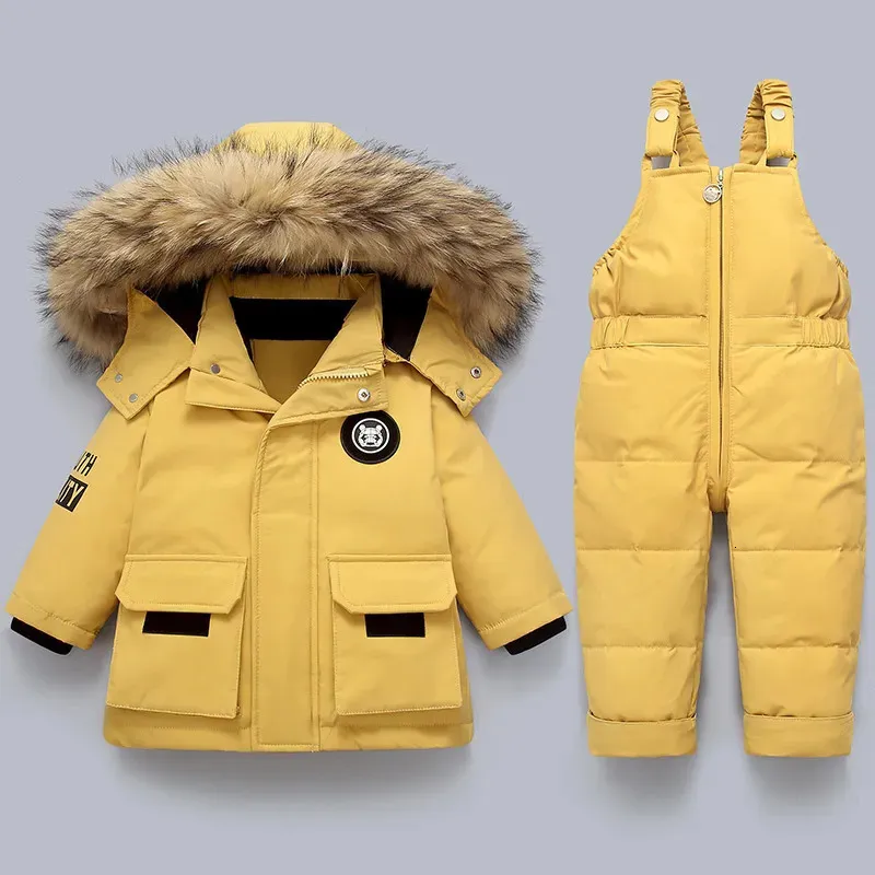 Jaquetas crianças conjunto de roupas bebê inverno quente para baixo parka meninos grosso macacão infantil casaco criança menina roupas crianças snowsuit 231120