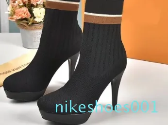 Женские дизайнерские ботильоны с силуэтом, черные эластичные носки на высоком каблуке и носки на плоской подошве, кроссовки, зимняя женская обувь, размер 35-42 111