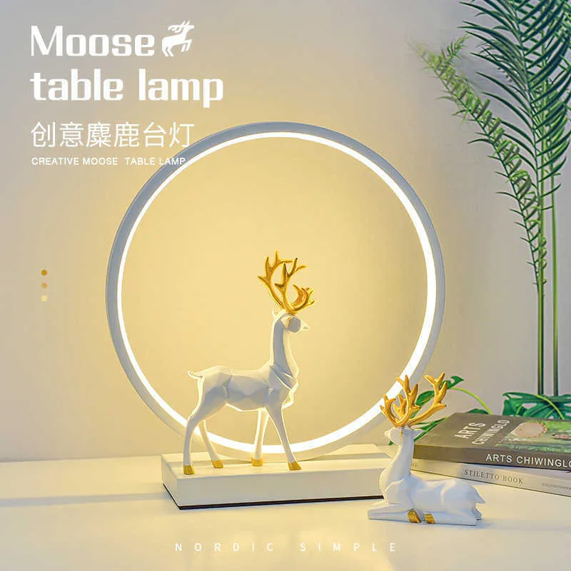 Lampes de table Une vie de compagnie cerf chambre sommeil chaud usb petite lampe de table protection des yeux maison chevet garniture lumière AA230421