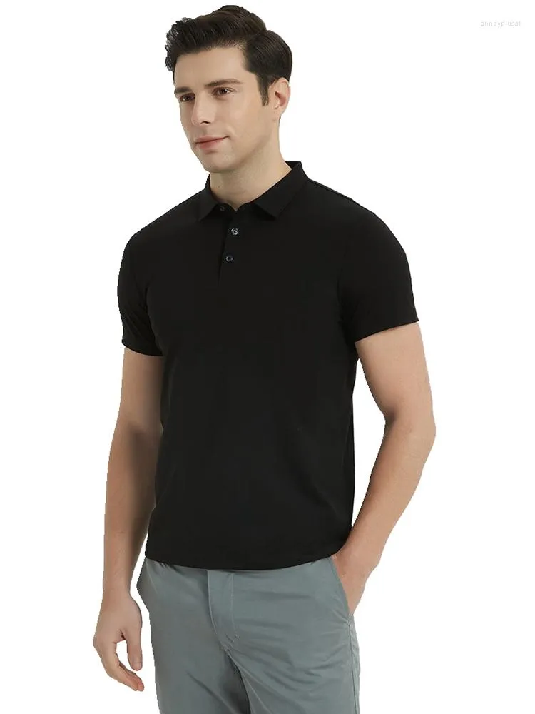 Men's Polos Casual Casual Camisa 190g Pima Algodão 160S Mercerizado Manga curta Men de camiseta de lapela Business Pure Tops Roupas masculinas