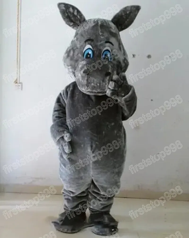 Costume de mascotte d'hippopotame gris d'Halloween personnage de thème d'anime de dessin animé unisexe adultes taille fête de Noël costume de publicité extérieure