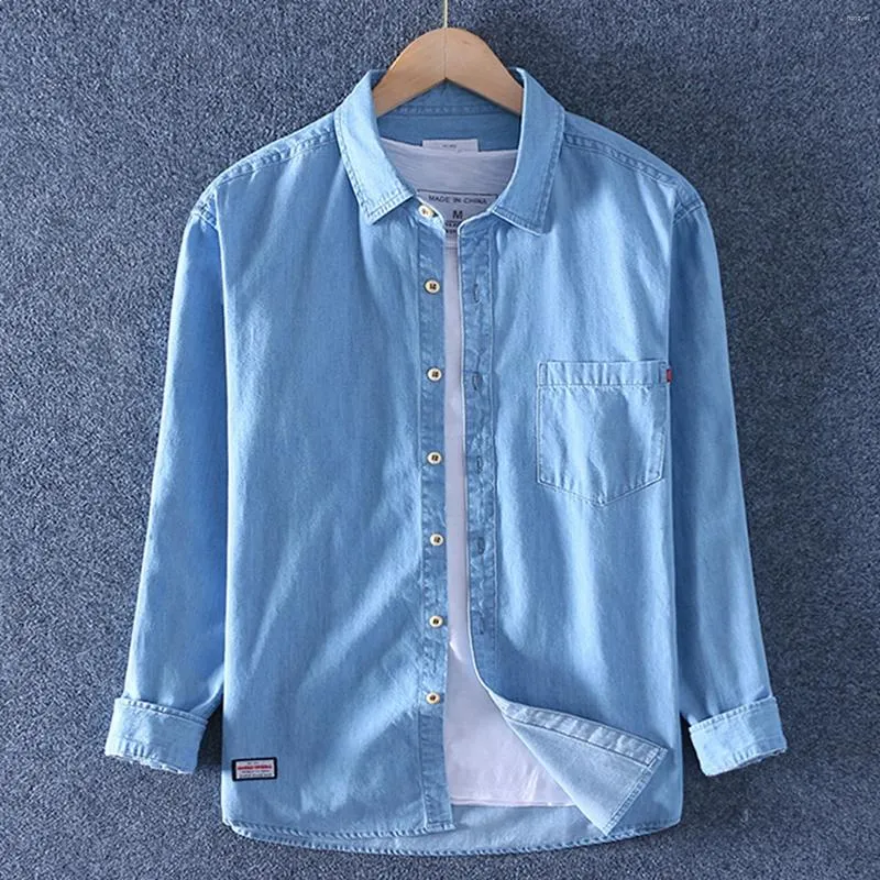 Men's Casual Shirts Summer Denim Shirt Jacket Vintage Design Large Size For Shopping Camping Walking PR Sale