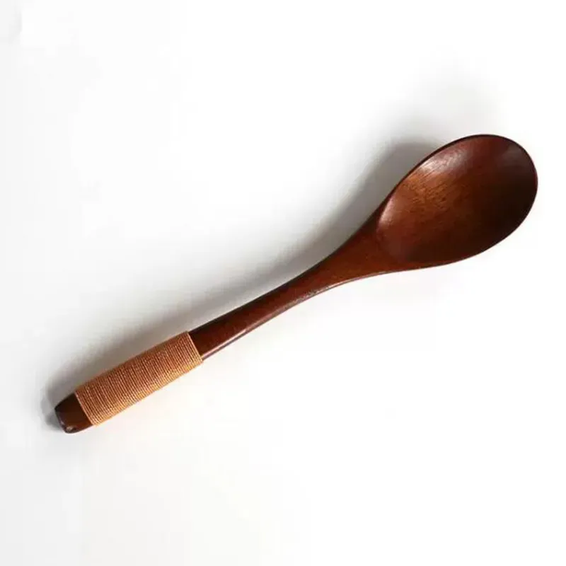 20*4cm Natural freshness wooden spoon Japanese-style export tableware phoebe nees long-handled wrapped line spoon handmade