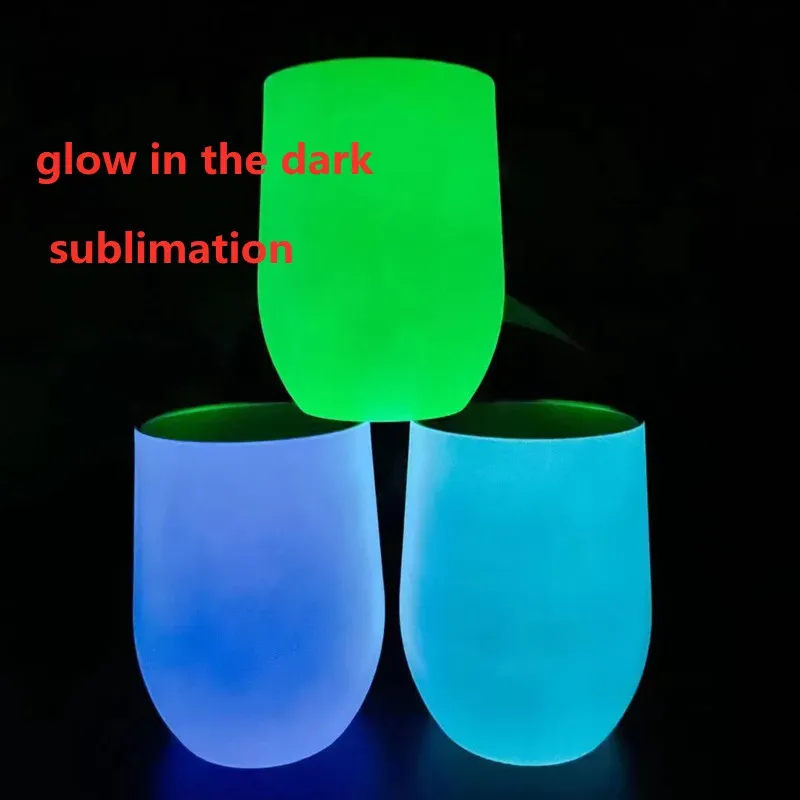 Sublimation lueur dans le gobelet à vin sombre 12oz verres à vin éblouissants avec peinture lumineuse coquetier en acier de stabilité luminescente BJ