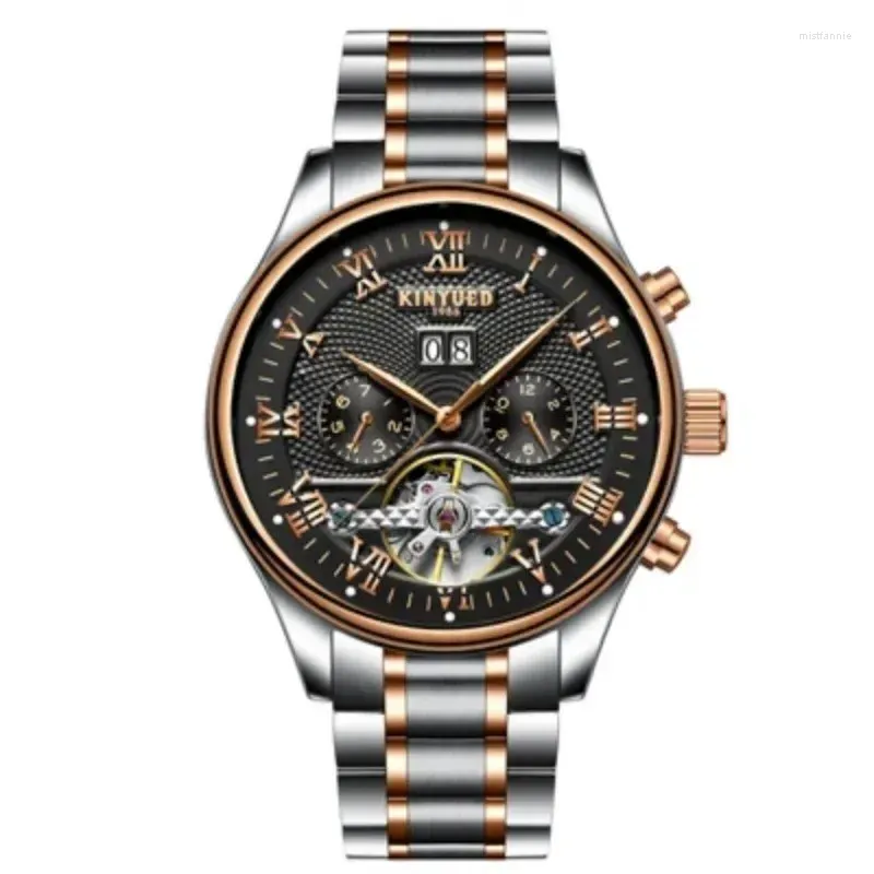 Wristwatches KINYUED Skeleton Automatic Watch Men Waterproof Flying Tourbillon Mechanical Watches Mens Self Winding Horloges Mannen Dropship