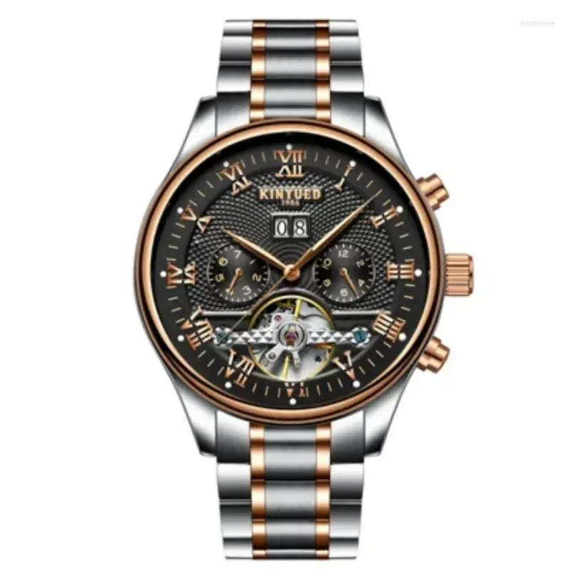 Montres-bracelets Kinyued Squelette Automatique Montre Hommes Étanche Tourbillon Volant Montres Mécaniques Hommes Auto-remontage Horloges Mannen Dropship