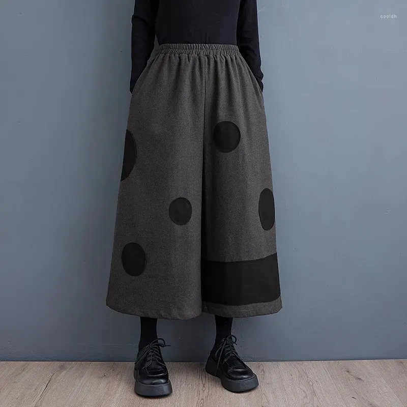 Kvinnors byxor 2024 Spring Autumn Vintage Polka Dot Hög midja bred ben Kvinnor Casual Loose Oversize Trousers Fashion Streetwear