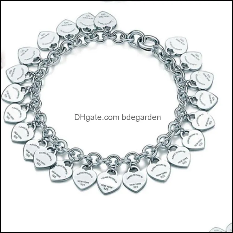 Link Chain Sterling Sier 925 Classic Fashion Heart Card Ladies Bracelet Jewelry Holiday Gift 200925 Drop Delivery Bracelets Otff6