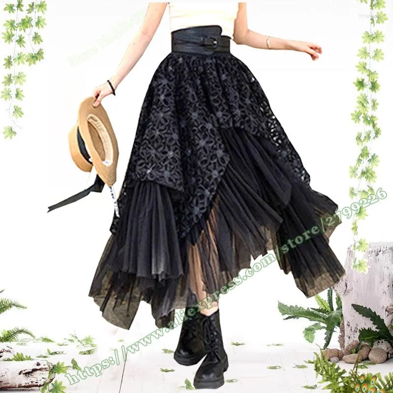 SKIRTS Fashion Streetwear Steampunk Roupas góticas pretas MSH HOLT