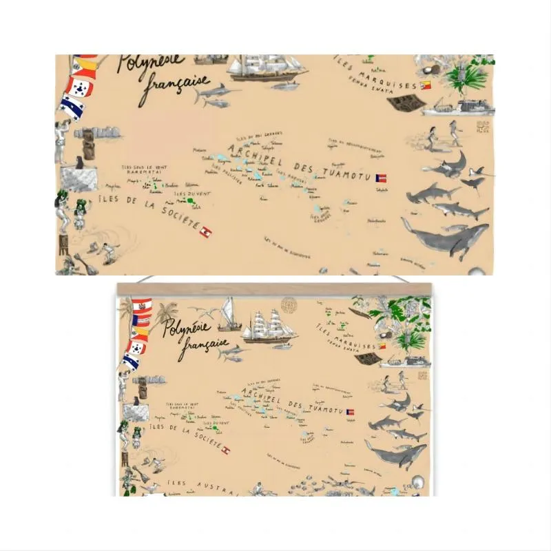Фреска без границ, Морской мир, 60x40 см, Карта моря